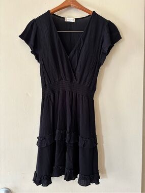 Altar'd State Black V-Neck Ruffle Tiered Mini Dress